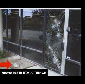 8lb Rock Thrown but did
not penetrate security window film